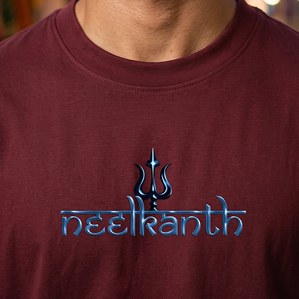 Premium Neelkanth Mahadev Oversized Pure Cotton T-Shirt | 240 GSM Heavyweight Spiritual Streetwear Graphic Tee