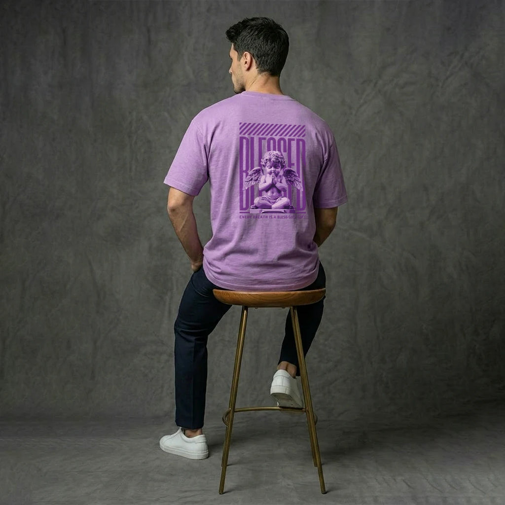 "God Gifted Blessed" Graphic Oversized T-Shirt – Lavender