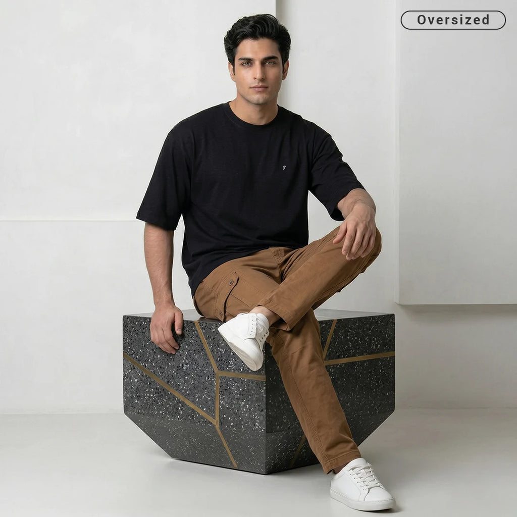 Premium 240 GSM Heavyweight Oversized T-Shirt – 100% Pure Cotton Minimalist Chest Logo Tee