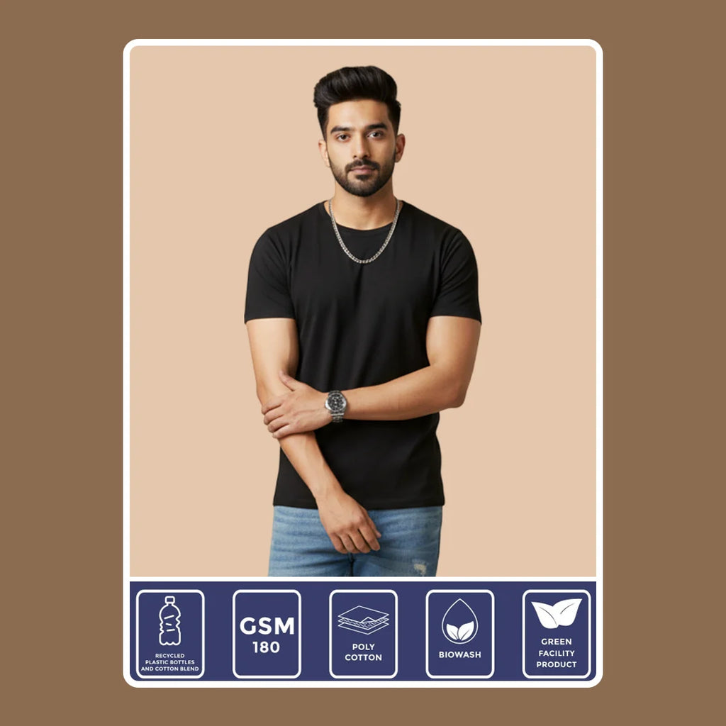 Premium Men’s Eco-Blend T-Shirt | Classic Regular Fit & Sustainable 180 GSM Fabric