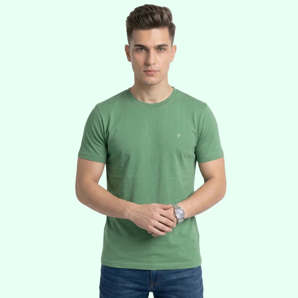 Men's Regular Fit Crew Neck T-Shirt, 100% Pure Cotton, 180 GSM, Breathable Everyday Wear