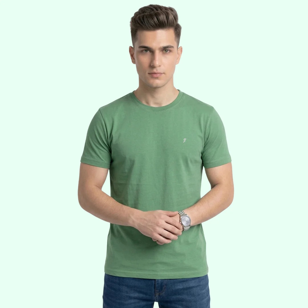 Men's Regular Fit Crew Neck T-Shirt, 100% Pure Cotton, 180 GSM, Breathable Everyday Wear