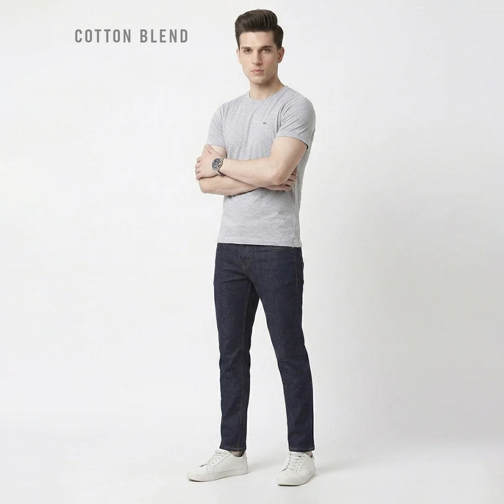 Premium Men's Cotton Blend T-Shirt | 180 GSM Bio-Washed | Excello Embroidered Logo