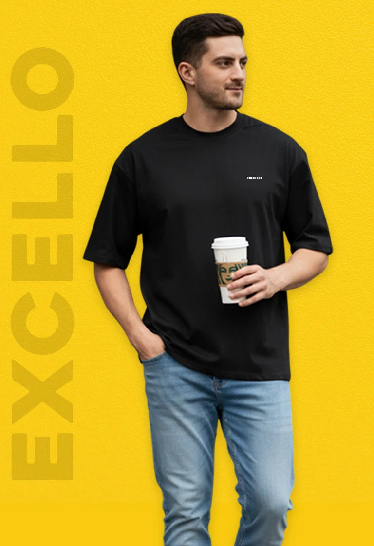 Men’s Premium Beige Oversized T-Shirt | 100% Rich Cotton | Trendy Drop-Shoulder Streetwear Tee