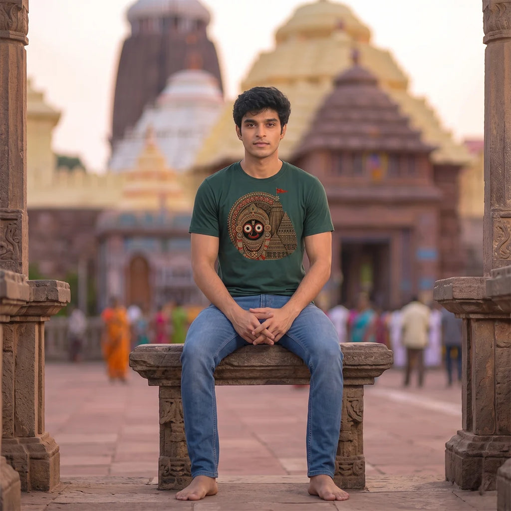 Men's Jagannath Puri Printed Round Neck Regular Fit T-Shirt (180 GSM)