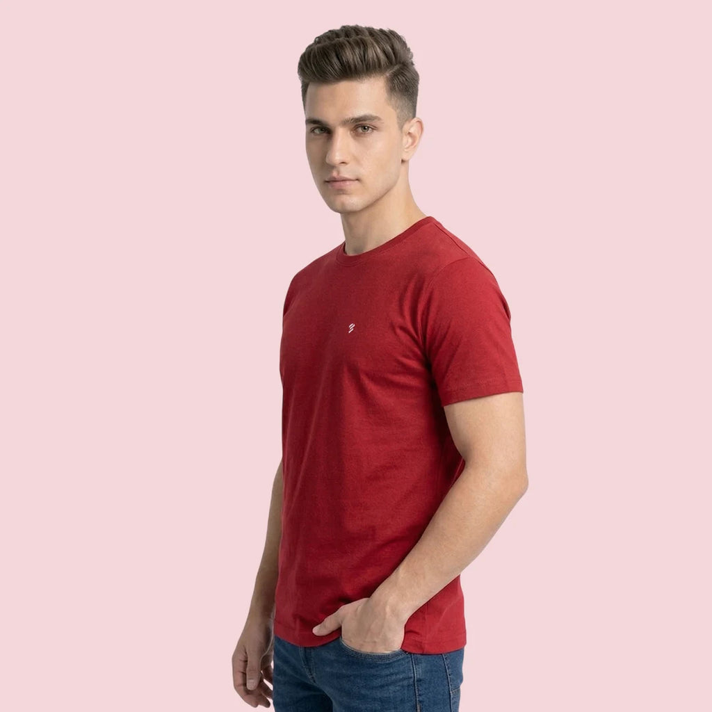 Men's Regular Fit Crew Neck T-Shirt, 100% Pure Cotton, 180 GSM, Breathable Everyday Wear