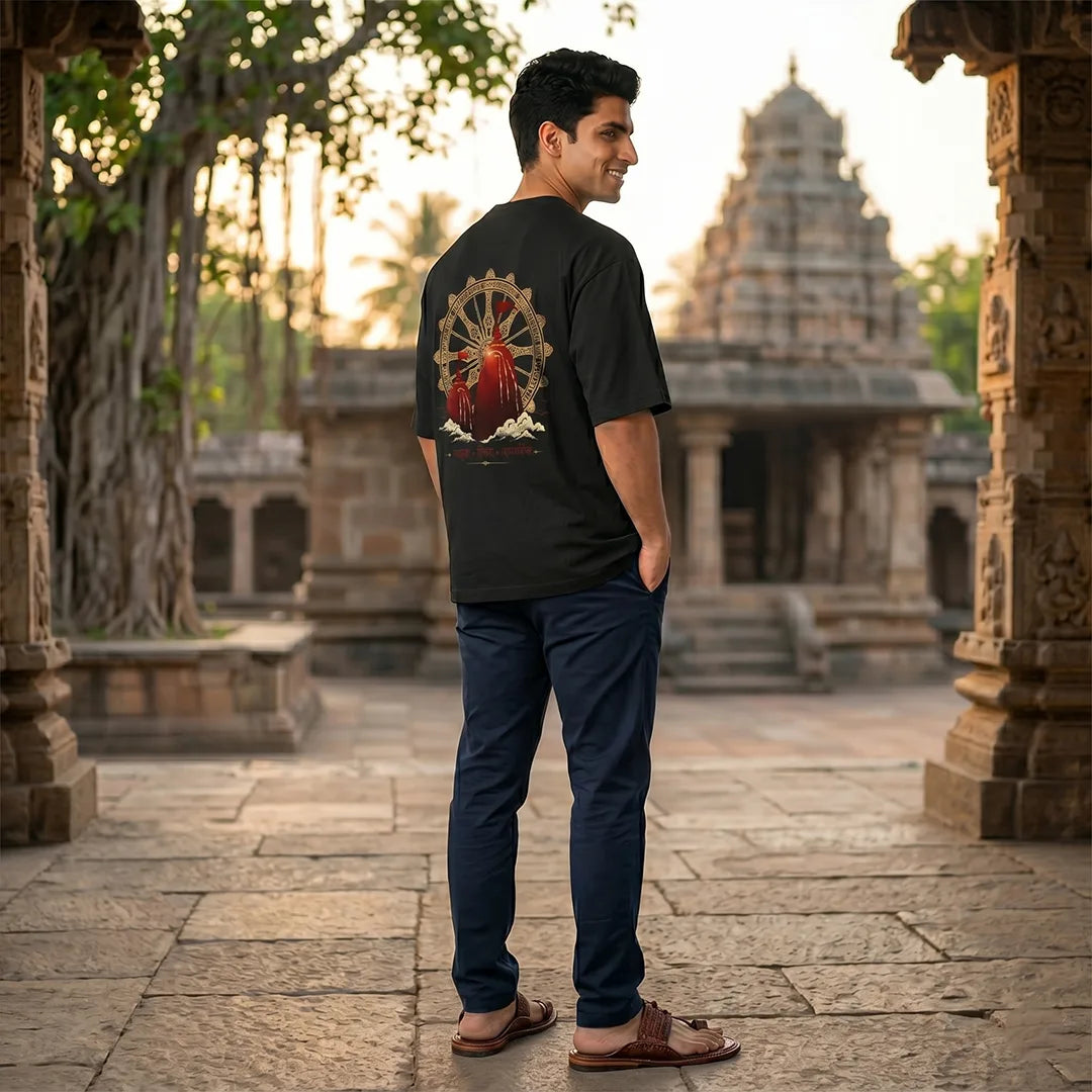 Excello Premium "Shraddha Seva Samarpan" Oversized Graphic T-Shirt
