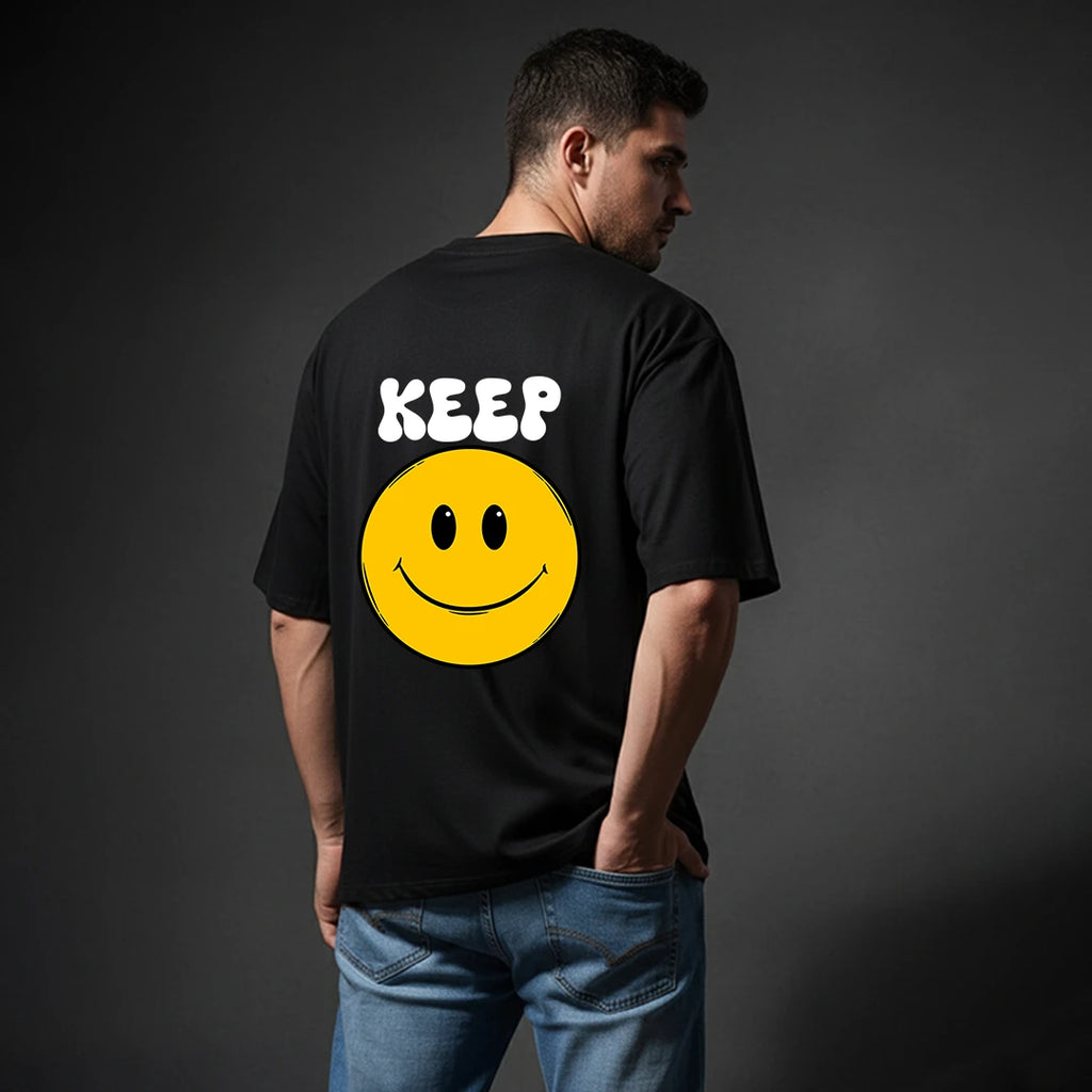 Always Keep Smiling Graphic Oversized T-Shirt | 100% Pure Cotton Streetwear Tee