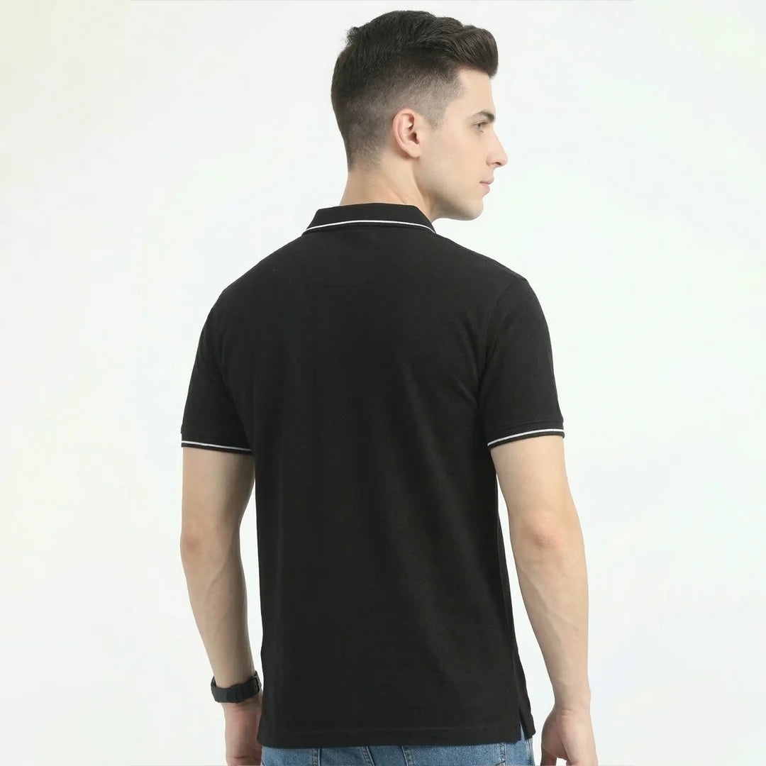 Premium 270 GSM Pure Cotton Biowash Tipping Polo T-Shirt - Heavyweight & Breathable