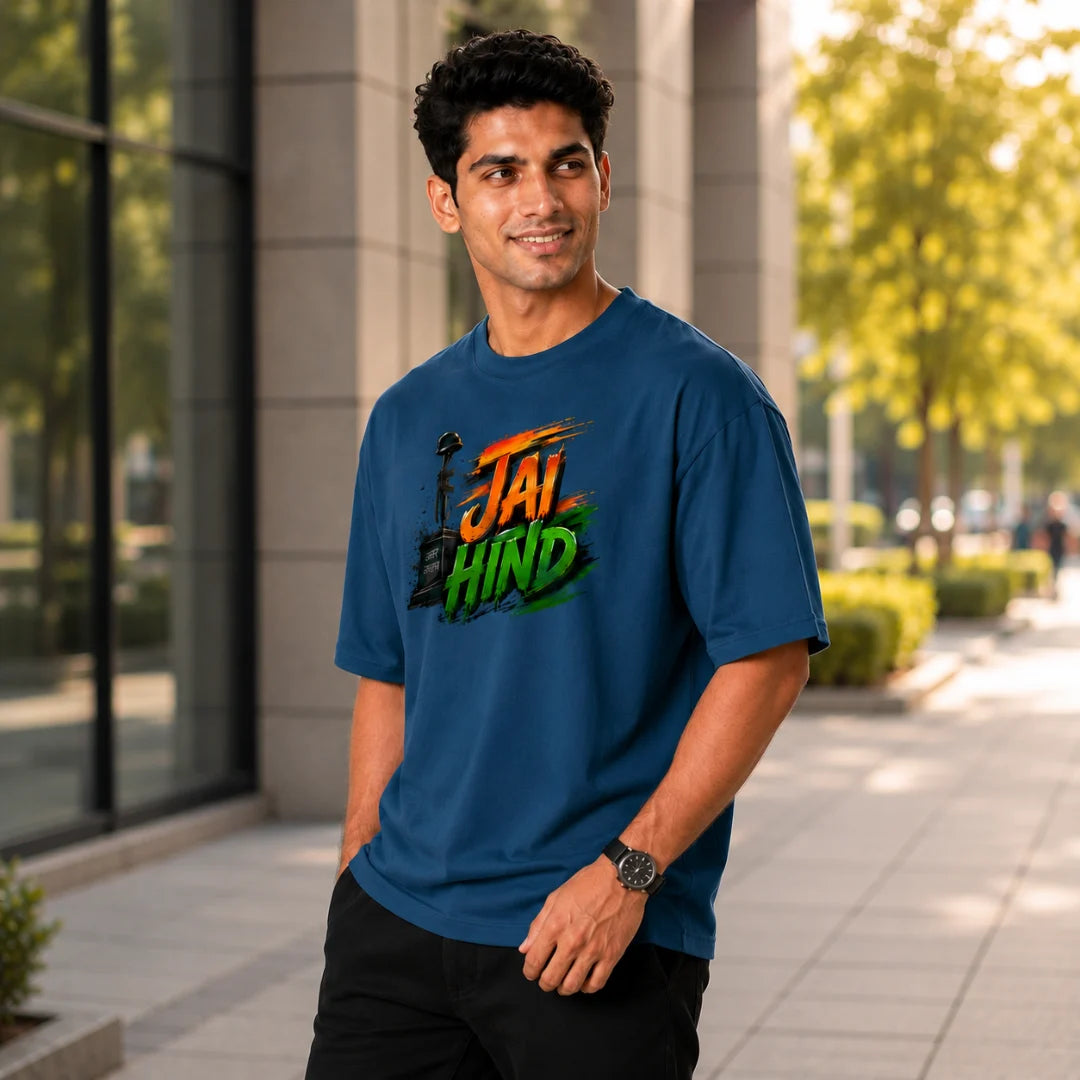 Indian Patriot Jai Hind Graphic Oversized T-Shirt - Heavyweight 240 GSM
