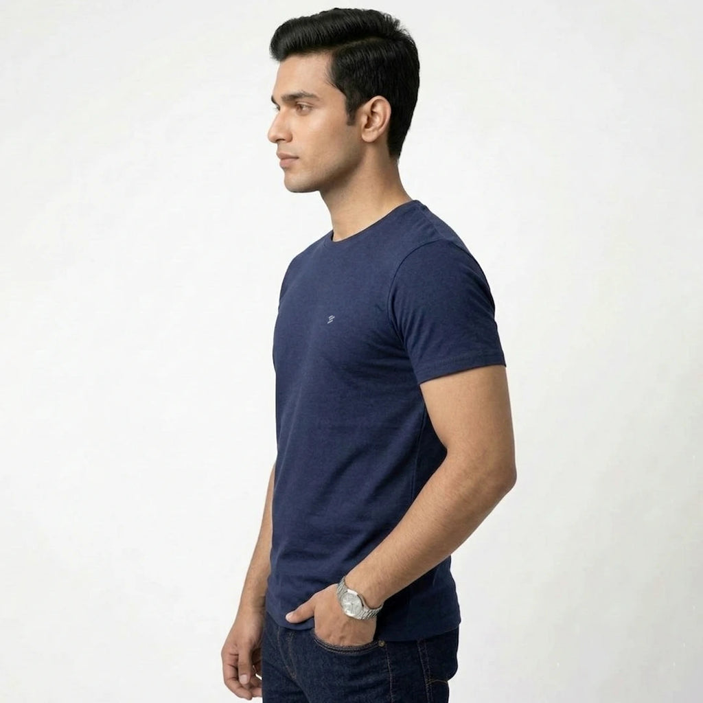 Men's Regular Fit Round Neck T-Shirt – Premium 180 GSM Biowashed Cotton Blend Half Sleeve Tee