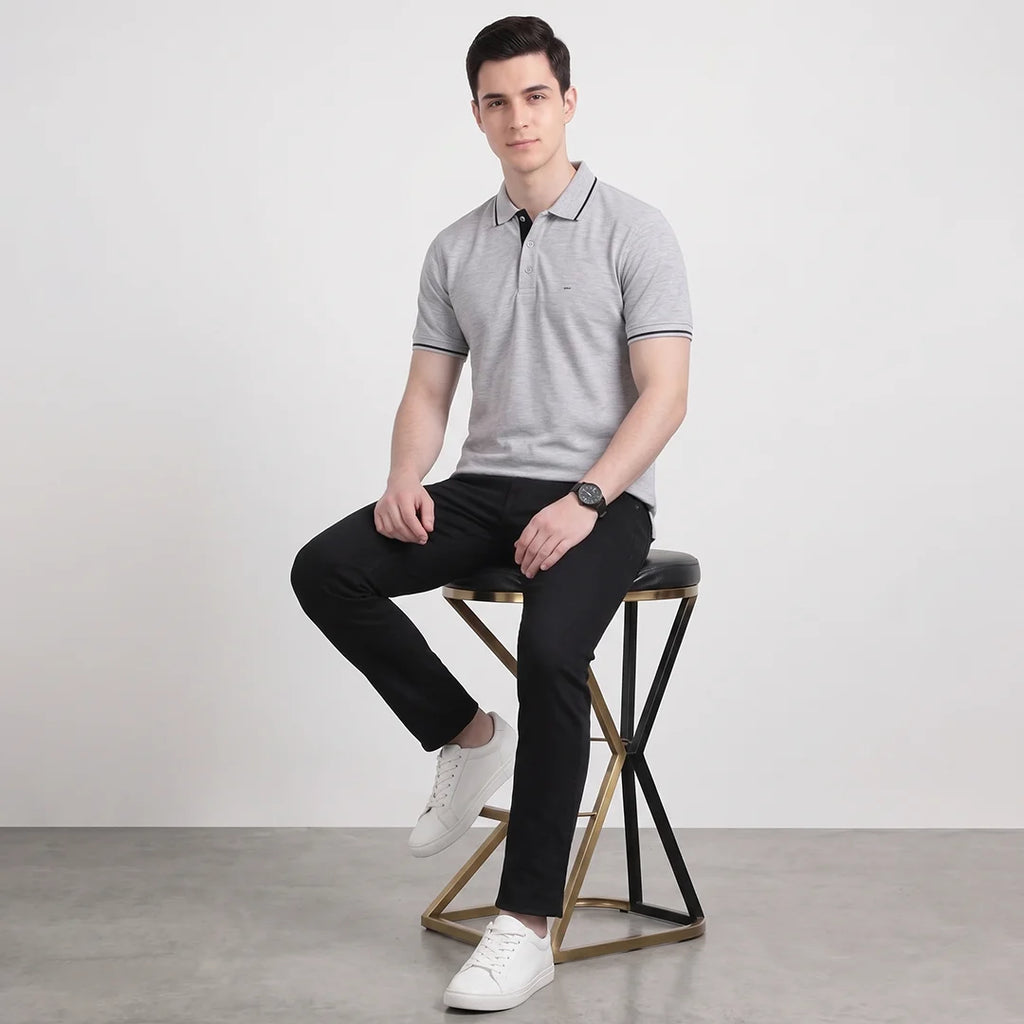 Premium Pure Cotton Regular Fit Tipping Polo Shirt - 270 GSM Bio-Washed