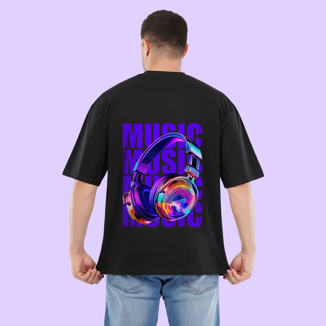 Premium Music Graphic Oversized T-Shirt – Black Streetwear