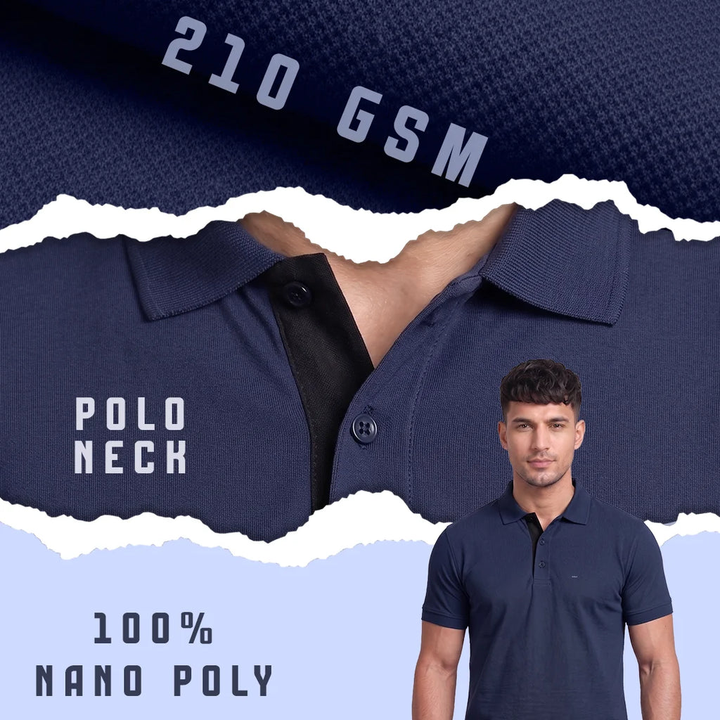 Excello Premium Men's Aeropiq Polo T-Shirt | Wrinkle-Free 100% Nanopoly