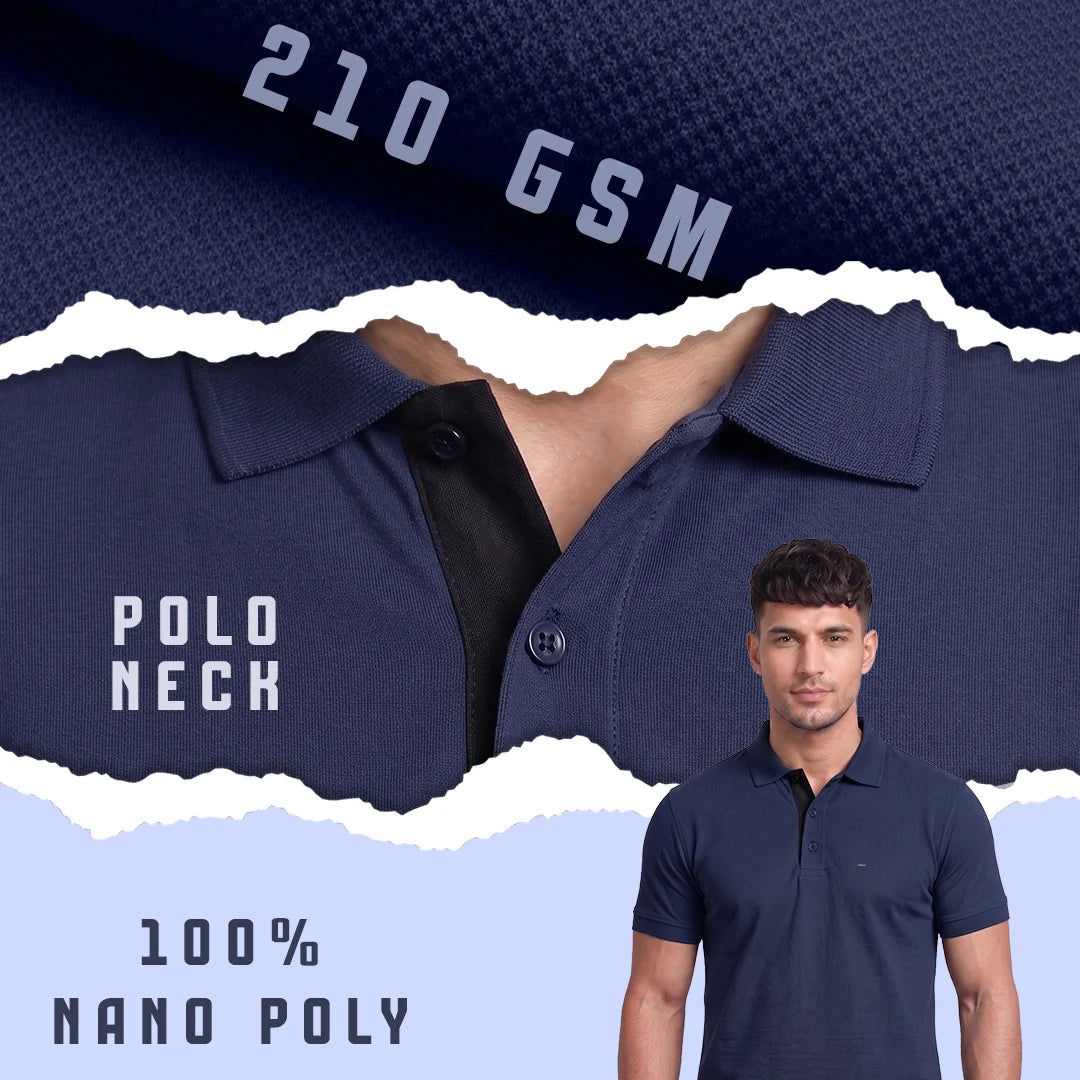 Excello Premium Men's Aeropiq Polo T-Shirt | Wrinkle-Free 100% Nanopoly