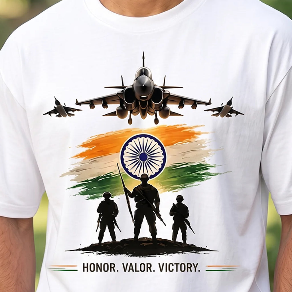 Men's Oversized Graphic T-Shirt - "Guardians of the Skies" IAF Tribute, 240 GSM Pure Cotton