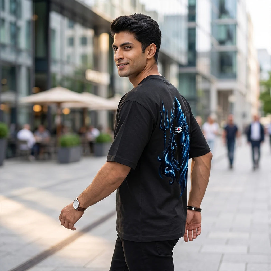 Premium Neelkanth Mahadev Oversized Pure Cotton T-Shirt | 240 GSM Heavyweight Spiritual Streetwear Graphic Tee