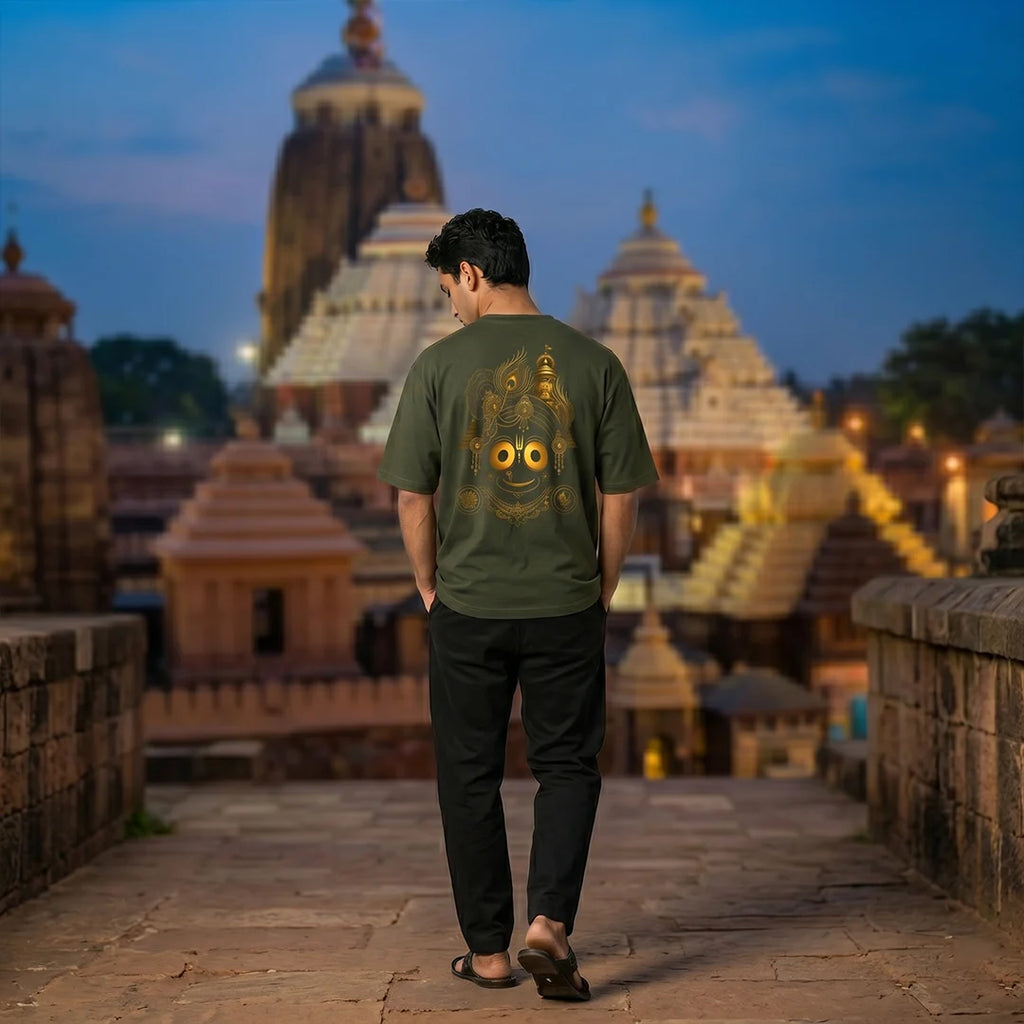 Premium Oversized Jai Jagannath Graphic T-Shirt - 240 GSM Pure Cotton, Soft Biowashed
