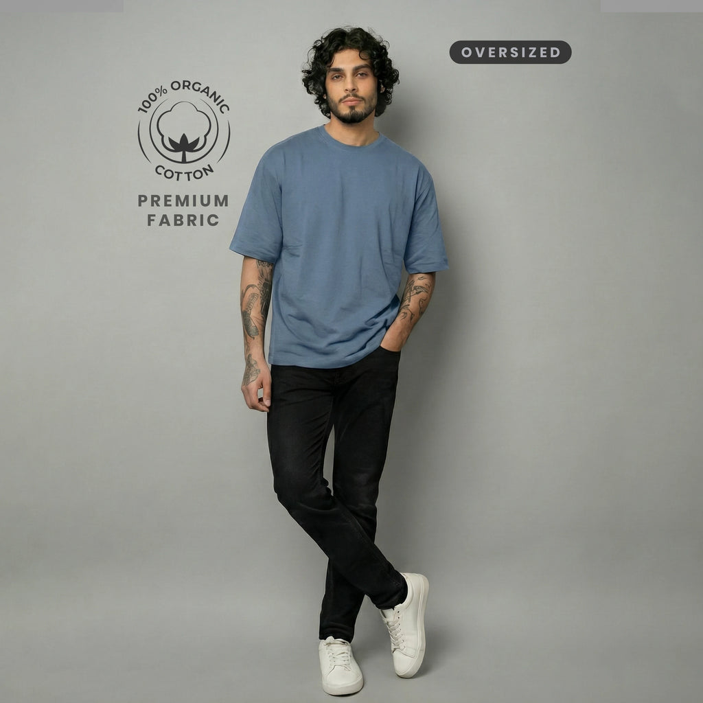 Premium Oversized Heavyweight T-Shirt - 240 GSM 100% Organic Cotton Bio-Washed Streetwear Tee