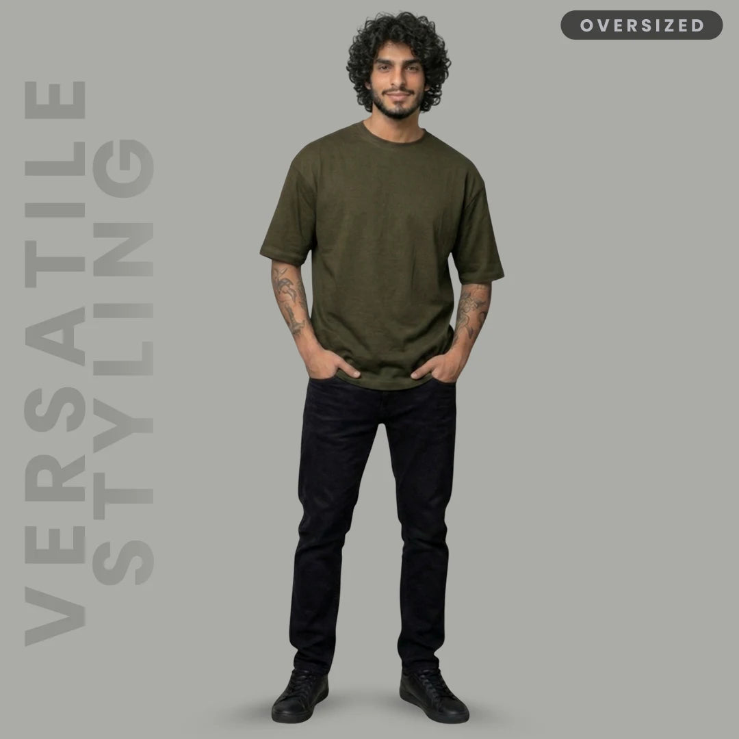 Premium Oversized Heavyweight T-Shirt - 240 GSM 100% Organic Cotton Bio-Washed Streetwear Tee