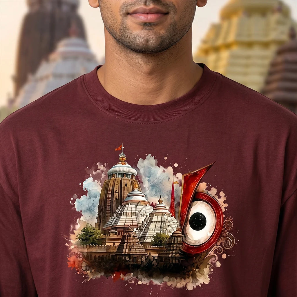 Premium Puri Jagannath Temple Graphic Oversized T-Shirt - 240 GSM Pure Cotton