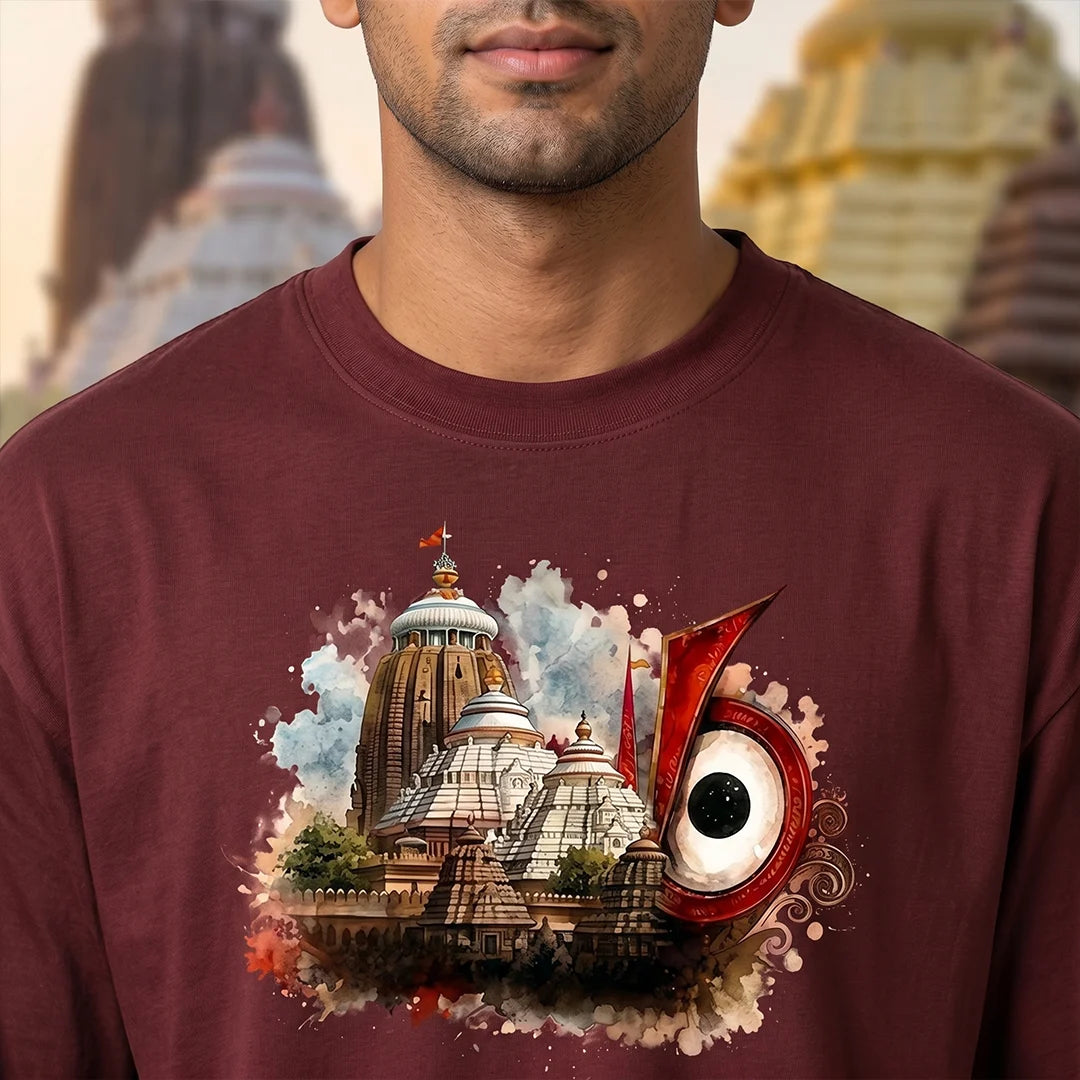 Premium Puri Jagannath Temple Graphic Oversized T-Shirt - 240 GSM Pure Cotton