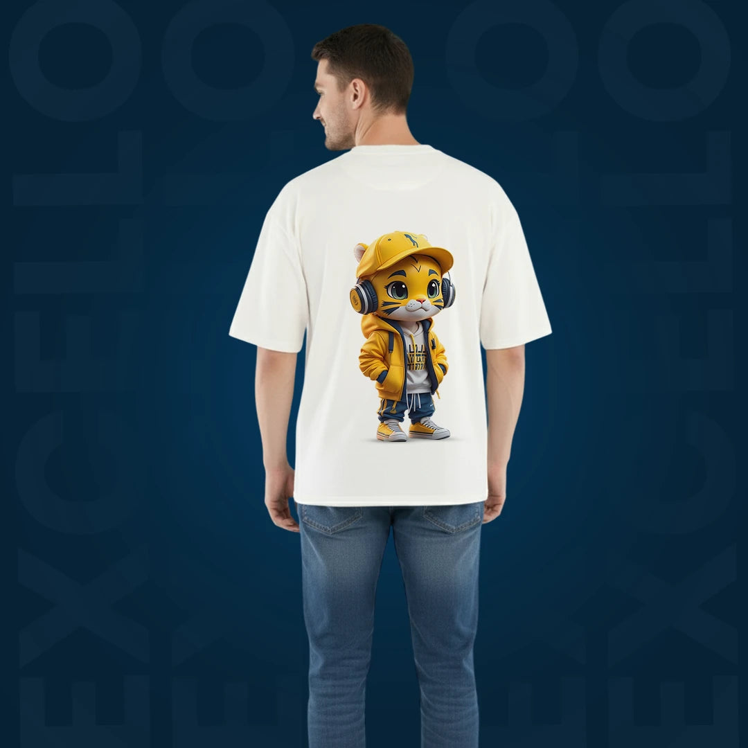 Premium "Be Cool" Tiger Graphic Oversized T-Shirt – 100% Rich Cotton, 220 GSM Heavyweight Streetwear Tee