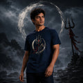 Men's Pure Cotton Regular Fit Mahadev Trishul Damru Graphic T-Shirt | 180 GSM Bio-Washed Spiritual Casual Tee