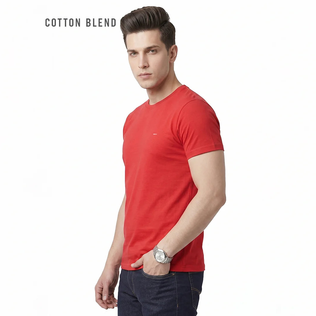 Premium Men's Cotton Blend T-Shirt | 180 GSM Bio-Washed | Excello Embroidered Logo