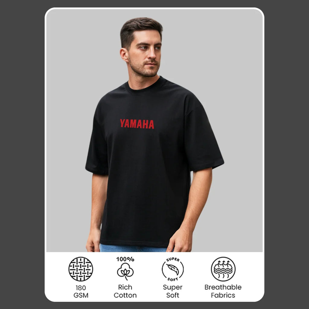 Yamaha YZF R6 Oversized Black T-Shirt for Men - Premium 240 GSM Rich Cotton Biker Graphic Tee