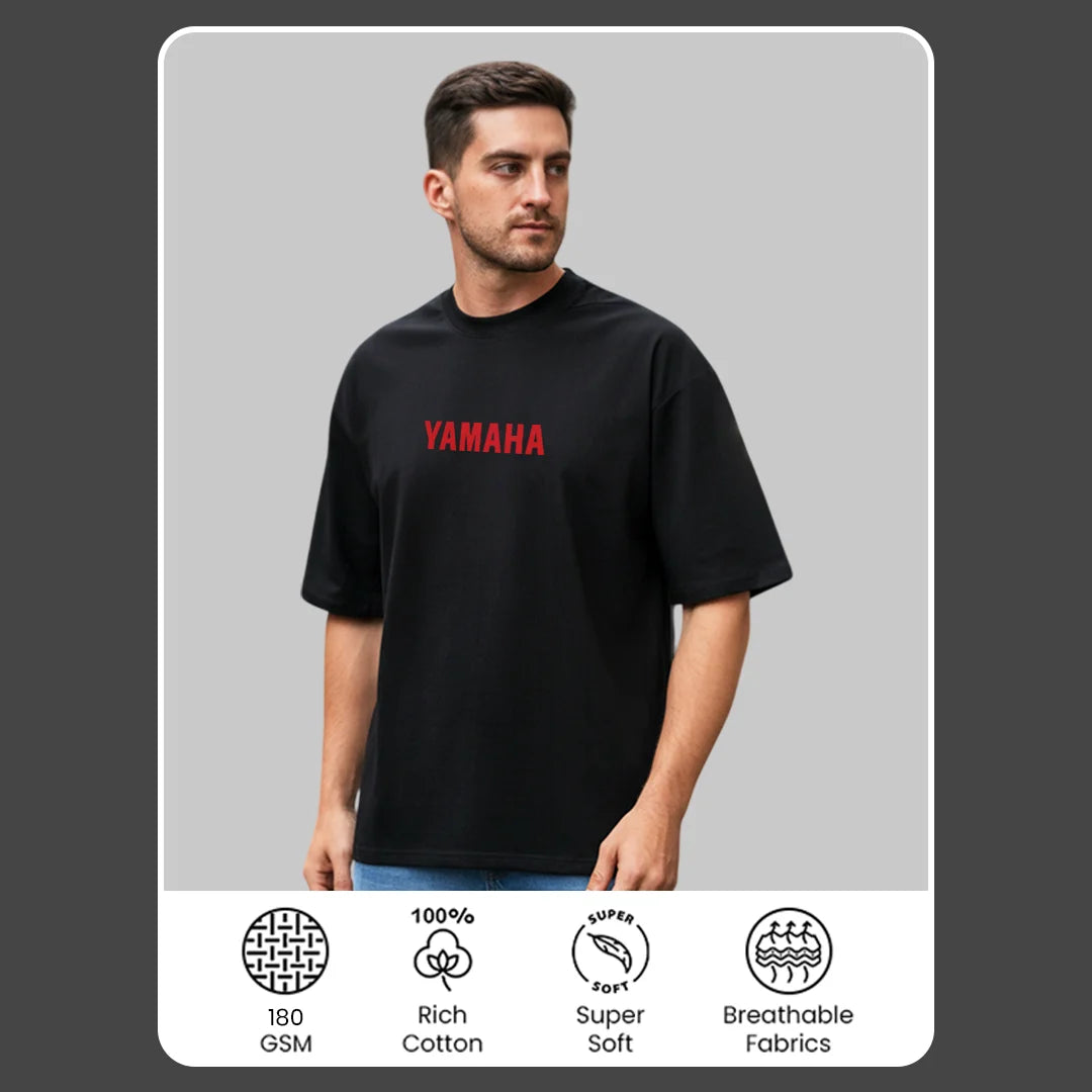 Yamaha YZF R6 Oversized Black T-Shirt for Men - Premium 240 GSM Rich Cotton Biker Graphic Tee