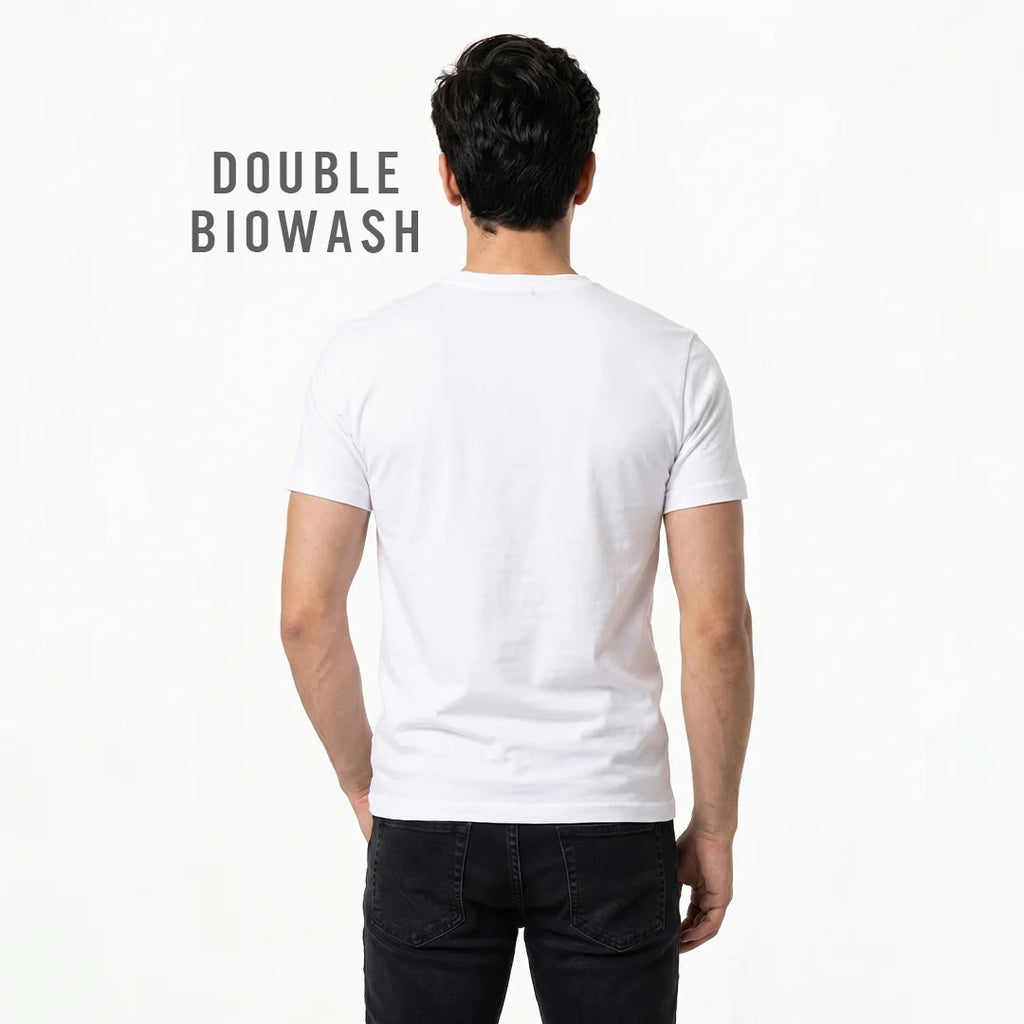 Premium Men's Cotton Blend Round Neck T-Shirt - Regular Fit, 180 GSM, Double Bio-Wash