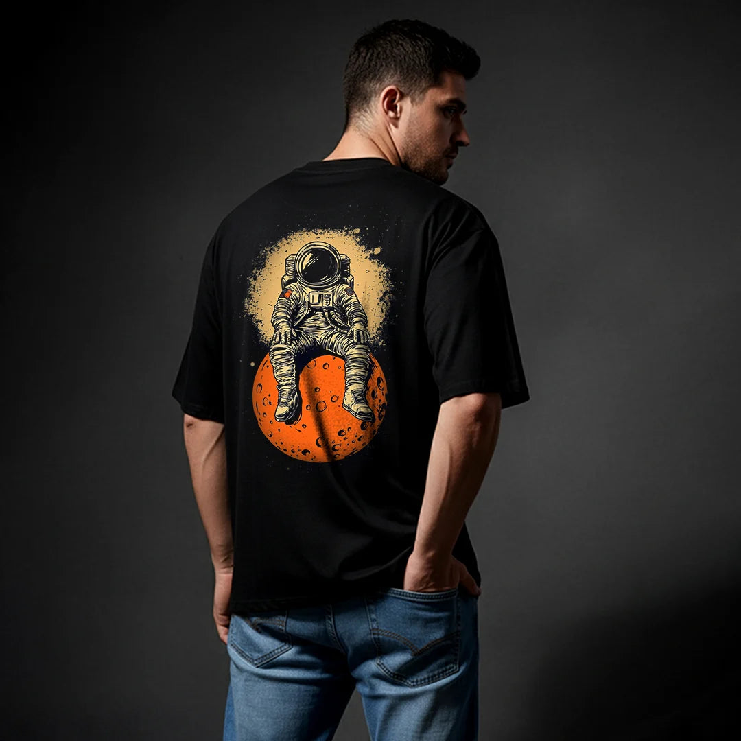 NASA Astronaut Oversized T-Shirt | Men's Black Graphic Back Print Tee