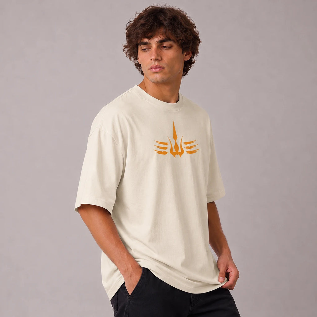 Mahadev Trishul Drop Shoulder T-Shirt | Heavyweight 240 GSM Pure Cotton