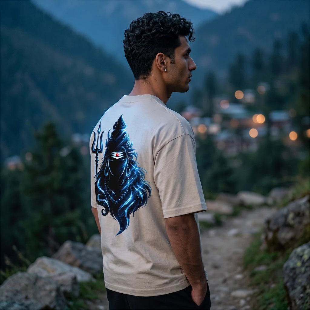 Premium Neelkanth Mahadev Oversized Pure Cotton T-Shirt | 240 GSM Heavyweight Spiritual Streetwear Graphic Tee