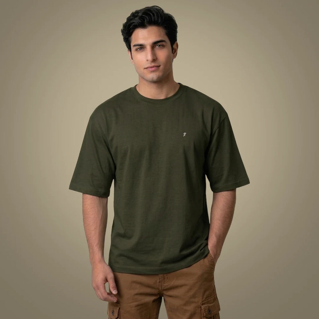 Premium 240 GSM Heavyweight Oversized T-Shirt – 100% Pure Cotton Minimalist Chest Logo Tee