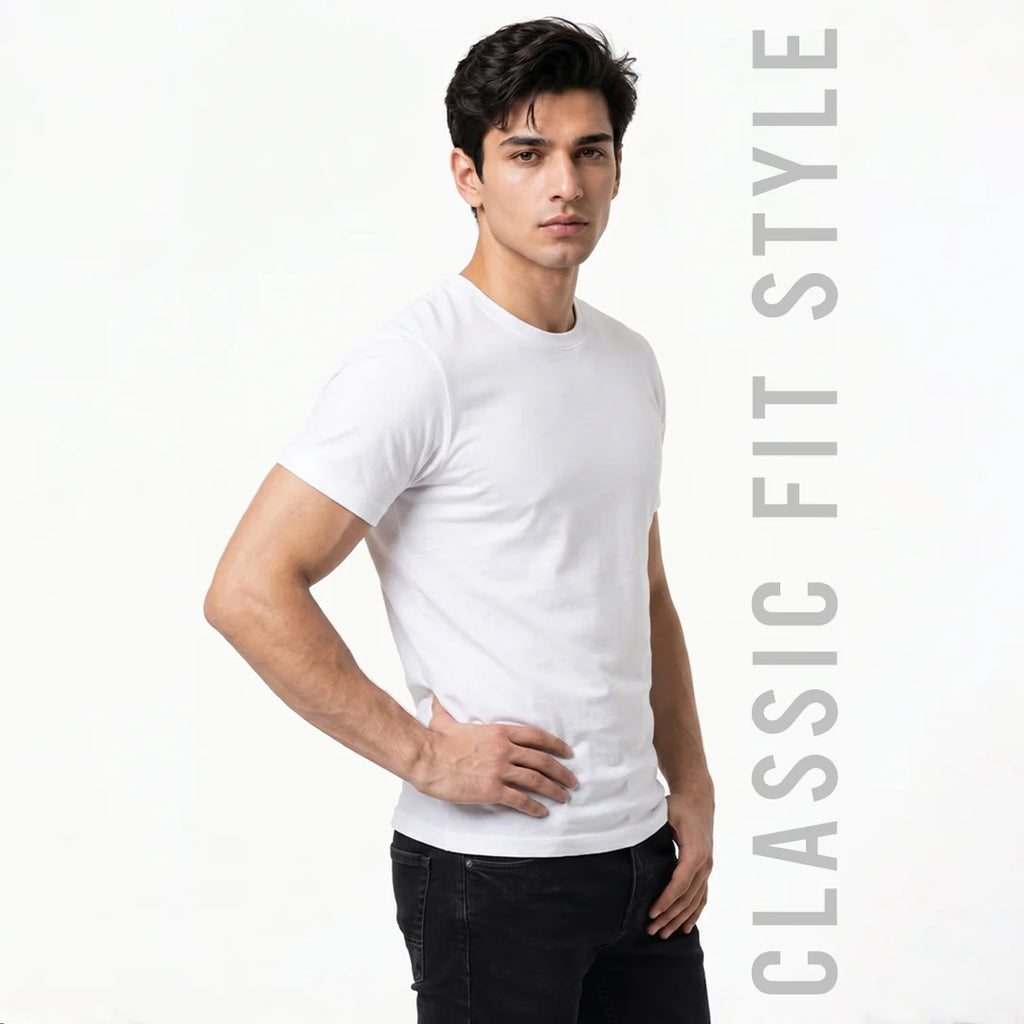 Premium Men's Cotton Blend Round Neck T-Shirt - Regular Fit, 180 GSM, Double Bio-Wash