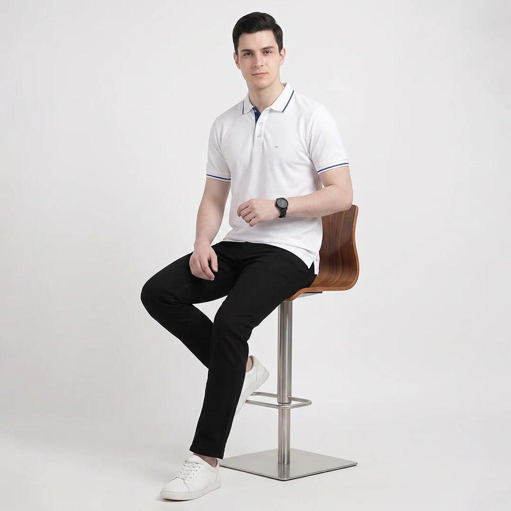 Premium Pure Cotton Regular Fit Tipping Polo Shirt - 270 GSM Bio-Washed