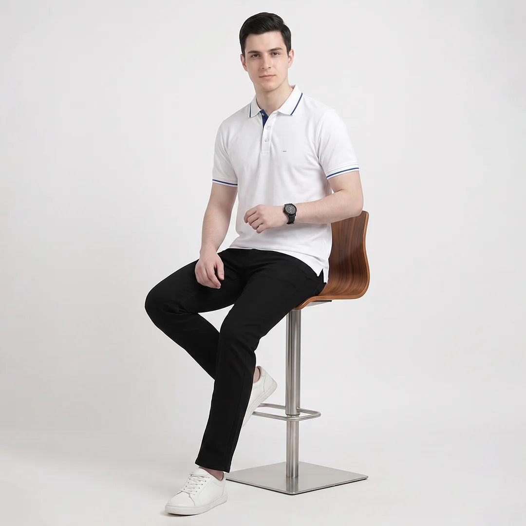 Premium Pure Cotton Regular Fit Tipping Polo Shirt - 270 GSM Bio-Washed