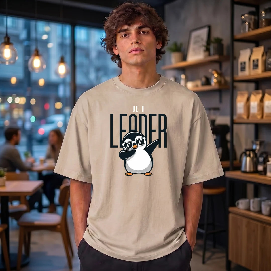 Excello Premium Oversized Graphic T-Shirt | 240 GSM Pure Cotton | Be A Leader