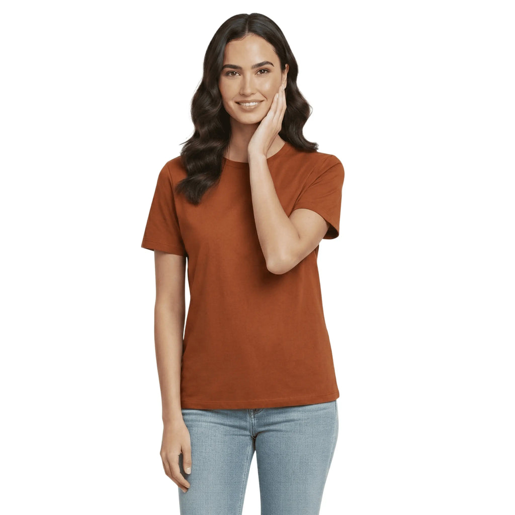 Premium 100% Organic Cotton Women’s Regular Fit Crew Neck T-Shirt – 180 GSM Bio-Washed Comfort Tee