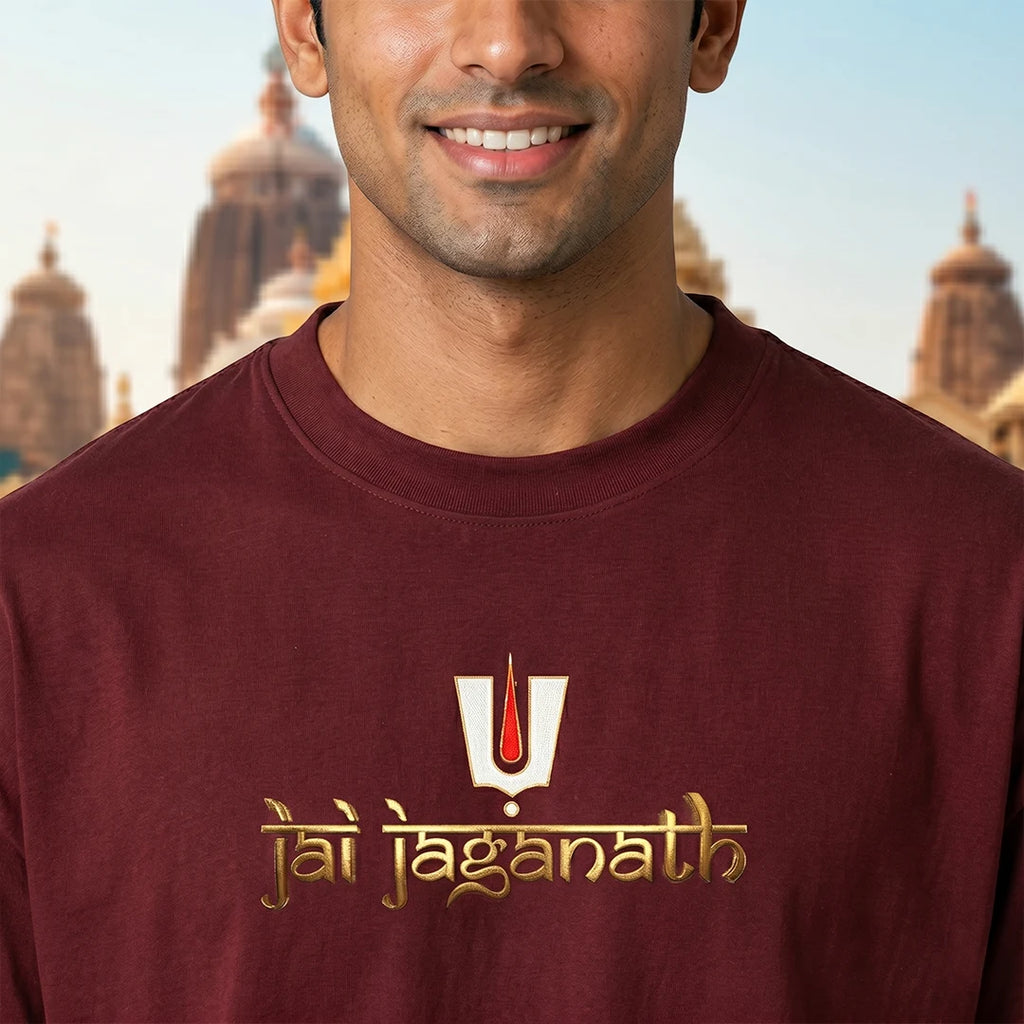 Premium Oversized Jai Jagannath Graphic T-Shirt - 240 GSM Pure Cotton, Soft Biowashed