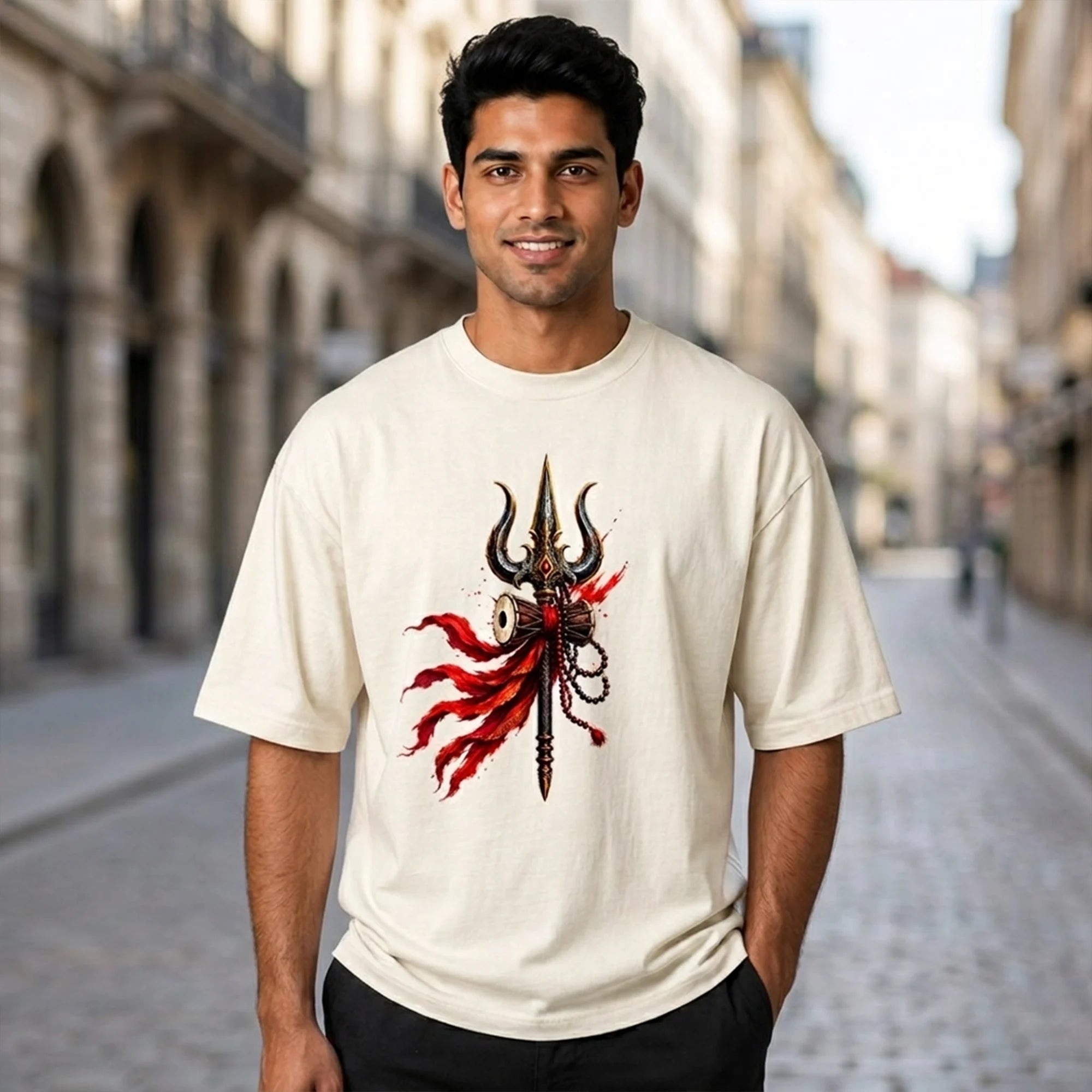 Mahakal Lord Shiva Printed Oversized T-Shirt for Men | Premium 240 GSM Heavyweight Cotton Graphic Streetwear Tee