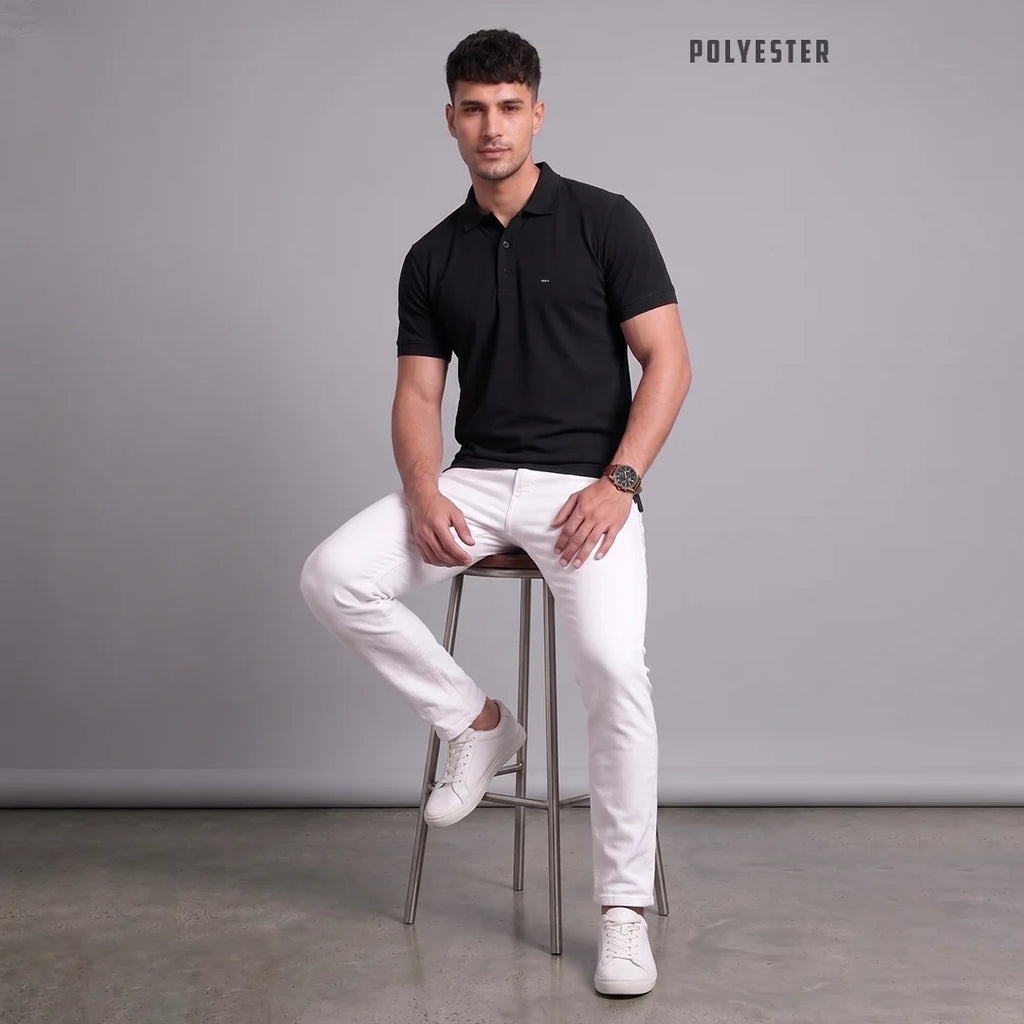 Excello Premium Men's Aeropiq Polo T-Shirt | Wrinkle-Free 100% Nanopoly