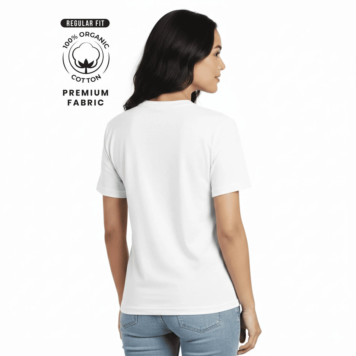Premium 100% Organic Cotton Women’s Regular Fit Crew Neck T-Shirt – 180 GSM Bio-Washed Comfort Tee