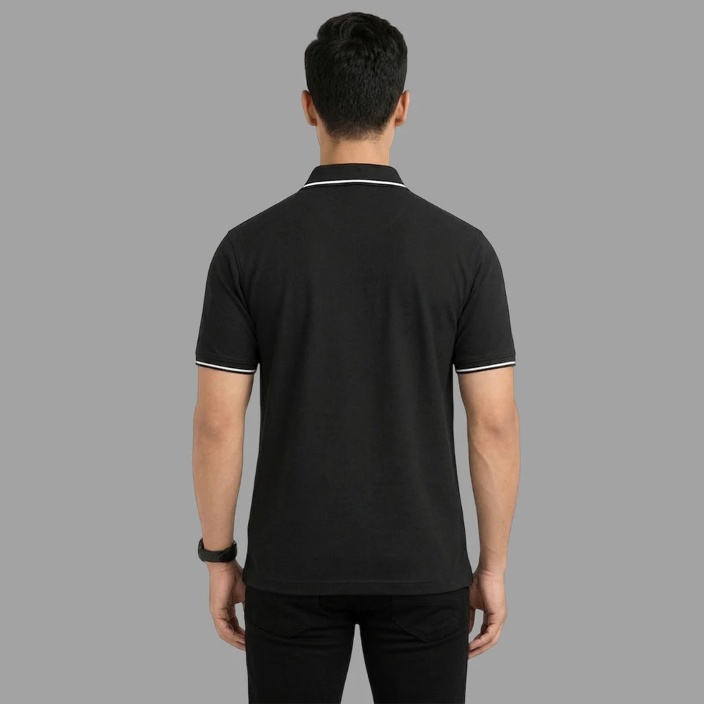Men’s Premium Polo T-Shirt with Contrast Tipping | 270 GSM | Regular Fit Cotton Pique | Smart Casual & Office Wear