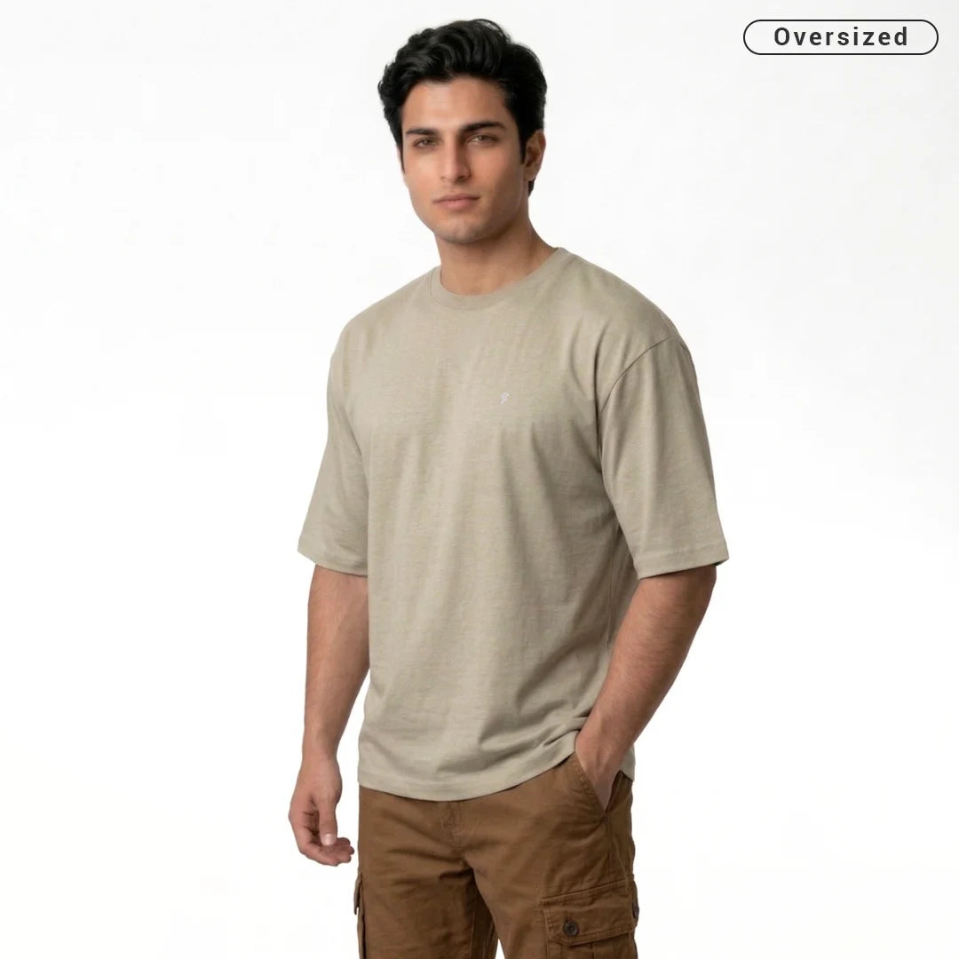Premium 240 GSM Heavyweight Oversized T-Shirt – 100% Pure Cotton Minimalist Chest Logo Tee