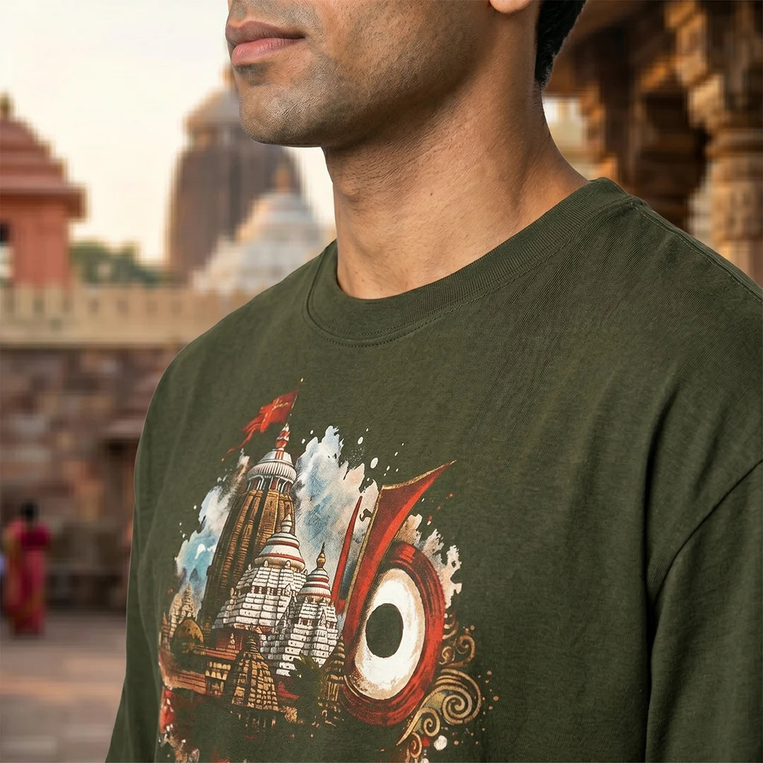 Premium Puri Jagannath Temple Graphic Oversized T-Shirt - 240 GSM Pure Cotton