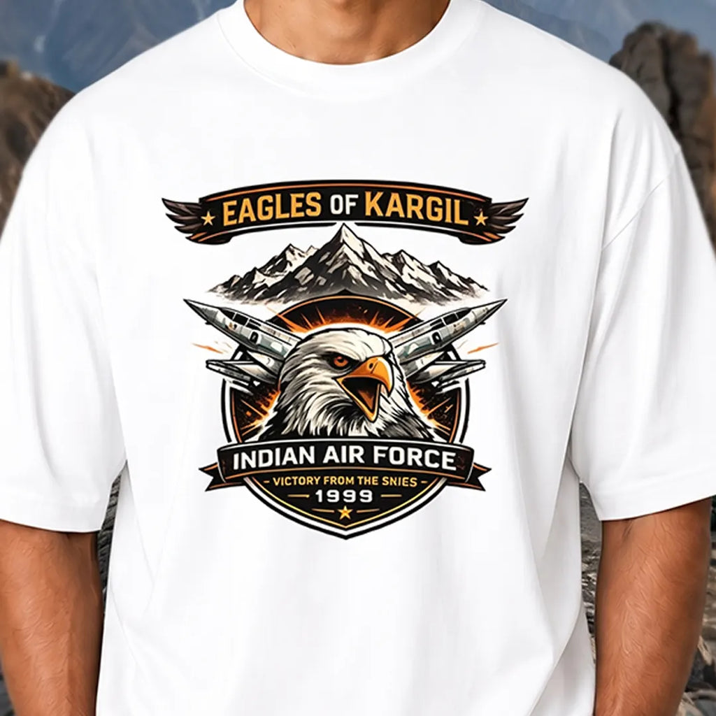 Men's 240 GSM Oversized Graphic T-Shirt - Indian Air Force 1999 Eagles of Kargil Edition