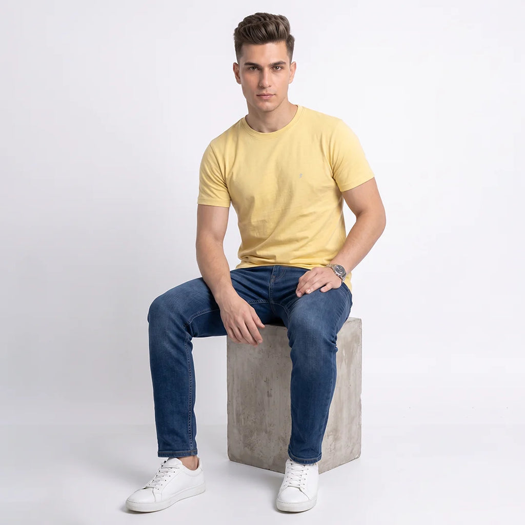 Men's Regular Fit Crew Neck T-Shirt, 100% Pure Cotton, 180 GSM, Breathable Everyday Wear
